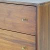 Farmhouse Rustic Walnut Mid Century 5 Drawer Chest