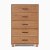 Modern Farmhouse Solid Wood 5 Drawer Bedroom Chest in Light Brown Finish