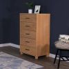 Modern Farmhouse Solid Wood 5 Drawer Bedroom Chest in Light Brown Finish