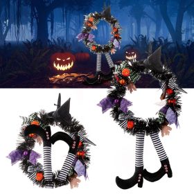 Halloween Witch Wreath Pumpkin Door Decorations Artificial Party Hanging Handmade Wreath Garland