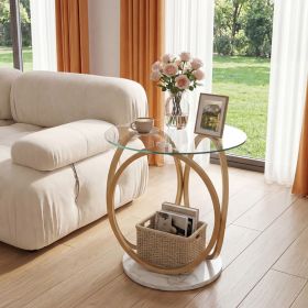 Faux Marble Round Side Table - Gold Faux Marble Round Side Table - Gold