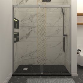 Bypass shower door, sliding door, with 5/16" tempered glass and Chrome finish 6074