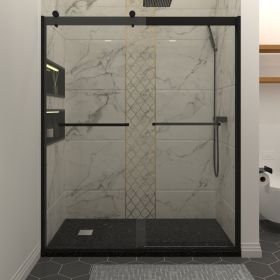 Bypass shower door, sliding door, with 5/16" tempered glass and Matted black finish 6074