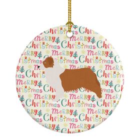 Australian Shepherd Dog Merry Christmas Ceramic Ornament Christmas Tree Hanging Decorations for Home Christmas Holiday, Party, Gift, 3 in, Multicolor