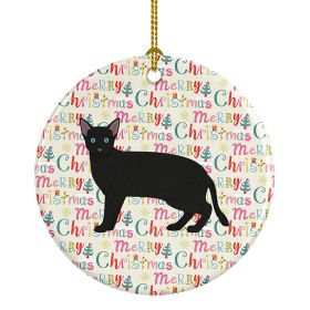 Russian White Black #1 Cat Christmas Ceramic Ornament Christmas Tree Hanging Decorations for Home Christmas Holiday, Party, Gift, 3 in, Multicolor