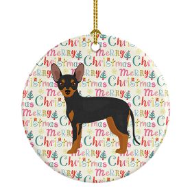 Prague Ratter Merry Christmas Ceramic Ornament Christmas Tree Hanging Decorations for Home Christmas Holiday, Party, Gift, 3 in, Multicolor