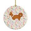 Nordic Spitz Merry Christmas Ceramic Ornament Christmas Tree Hanging Decorations for Home Christmas Holiday, Party, Gift, 3 in, Multicolor