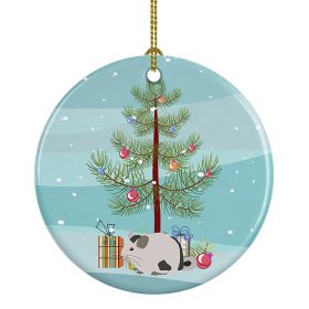 Mosaic Chinchilla Merry Christmas Ceramic Ornament Christmas Tree Hanging Decorations for Home Christmas Holiday, Party, Gift, 3 in, Multicolor