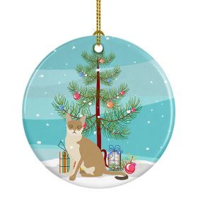 NEW Singapura Cat Christmas Ceramic Ornament Christmas Tree Hanging Decorations for Home Christmas Holiday, Party, Gift, 3 in, Multicolor