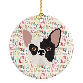 French Bulldog Merry Christmas Ceramic Ornament Christmas Tree Hanging Decorations for Home Christmas Holiday, Party, Gift, 3 in, Multicolor