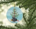 Charcoal Chinchilla Merry Christmas Ceramic Ornament Christmas Tree Hanging Decorations for Home Christmas Holiday, Party, Gift, 3 in, Multicolor