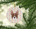 Boston Terrier Merry Christmas Ceramic Ornament Christmas Tree Hanging Decorations for Home Christmas Holiday, Party, Gift, 3 in, Multicolor