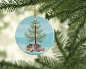 Skinny Guinea Pig Merry Christmas Ceramic Ornament Christmas Tree Hanging Decorations for Home Christmas Holiday, Party, Gift, 3 in, Multicolor