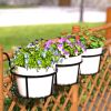 Iron Hanging Plant Holder Over The Rail Metal Fence Planters, Hanging Bucket Flower Pot Holder for Patio Balcony Outdoor Plants - Pack of 4 (Black)