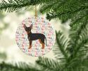 Prague Ratter Merry Christmas Ceramic Ornament Christmas Tree Hanging Decorations for Home Christmas Holiday, Party, Gift, 3 in, Multicolor