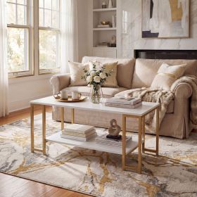 Modern Accent Table with Open Storage Shelf - White Modern Accent Table with Open Storage Shelf - White