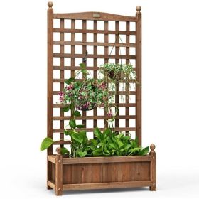 Solid Wood Farmhouse Garden Planter Box With 48-Inch High Tr Solid Wood Farmhouse Garden Planter Box With 48-Inch High Tr