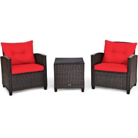 3-Piece Rattan Patio Furniture Set with Cushions 3-Piece Rattan Patio Furniture Set with Cushions