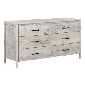 Modern Washed Pine 6 Drawer Double Dresser Modern Washed Pine 6 Drawer Double Dresser
