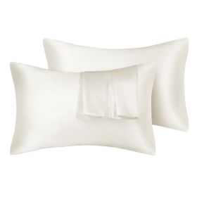 75D Satin Artificial Silk Pillowcase (Option: Ivory-Standard 20X26in-1Pairs)