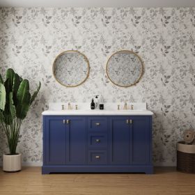 60" Vanity Sink Combo featuring a Marble Countertop, Bathroom Sink Cabinet (Color: as Pic)