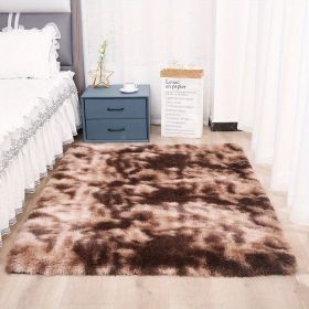 1pc, Tie-Dyed Plush Shag Furry Area Rug for Bedroom, Living Room, Nursery, and Kids Room - Ultra Soft and Fluffy, Washable, Non-Shedding (Color: Tie-dye Brown, size: 35.4*59.1 inch)