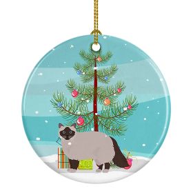 NEW Birman Cat Christmas Ceramic Ornament Christmas Tree Hanging Decorations for Home Christmas Holiday, Party, Gift, 3 in, Multicolor (Default: Default)