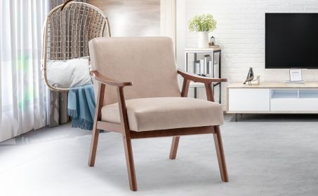 Mid-Century Modern Chair, Living Room Chair with Solid Wood Frame, Accent Chair Extra-Thick Backrest, Wingback Chair for Bedroom, Reading Room (Color: as Pic)