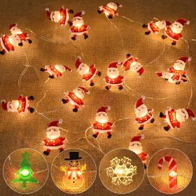 2M 20LED Santa Claus Snowflake LED Light String Christmas Decoration For Home Xmas Tree Ornament 2022 Navidad Kids Gift New Year (Color: as pic A)