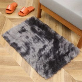 1pc, Tie-Dyed Plush Shag Furry Area Rug for Bedroom, Living Room, Nursery, and Kids Room - Ultra Soft and Fluffy, Washable, Non-Shedding (Color: Tie-dye Dark Gray, size: 23.62*47.24inch)