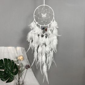 1pc; Fairy Butterfly Dream Catcher Gradient Color Crystal Stone Life Tree Feather Wind Chime Ornament Home Shop Decoration Pendant Finished Product Wi (Color: White)